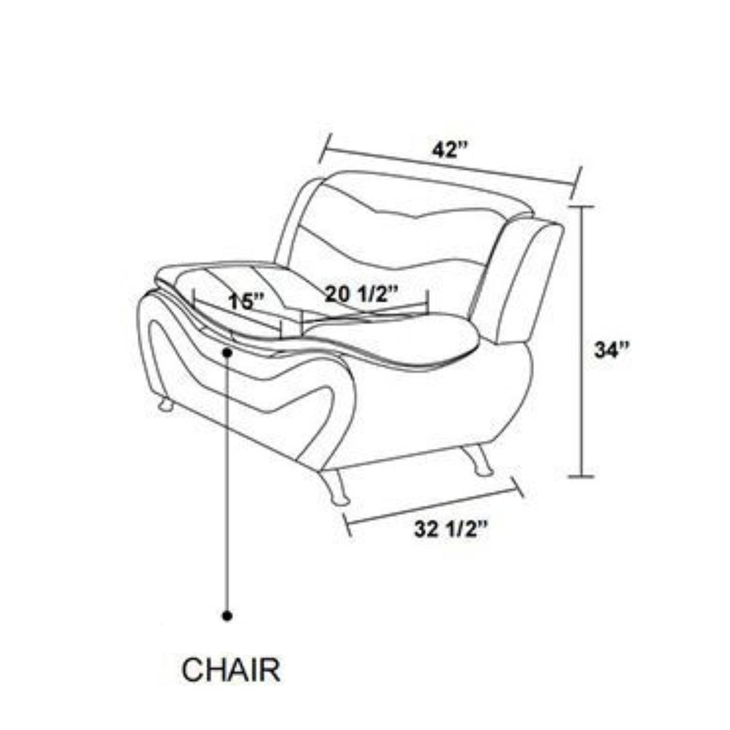 Leather Single Sofa Chair, Modern Comfy Sofa Couch for Living Room, Black