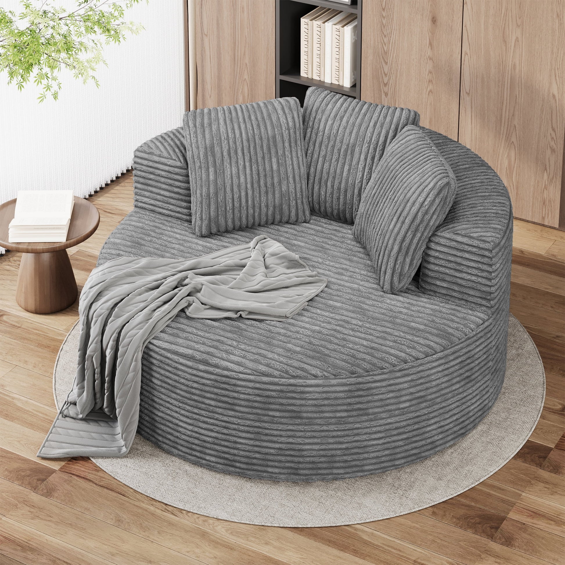 Magic Home Modern Lazy Sofa Foam Couch Sectional Sofa Togo Sofa Floor Sofa for Bedroom,Living Room,Apartment and Small Space,Single Seat Sofa,Gray