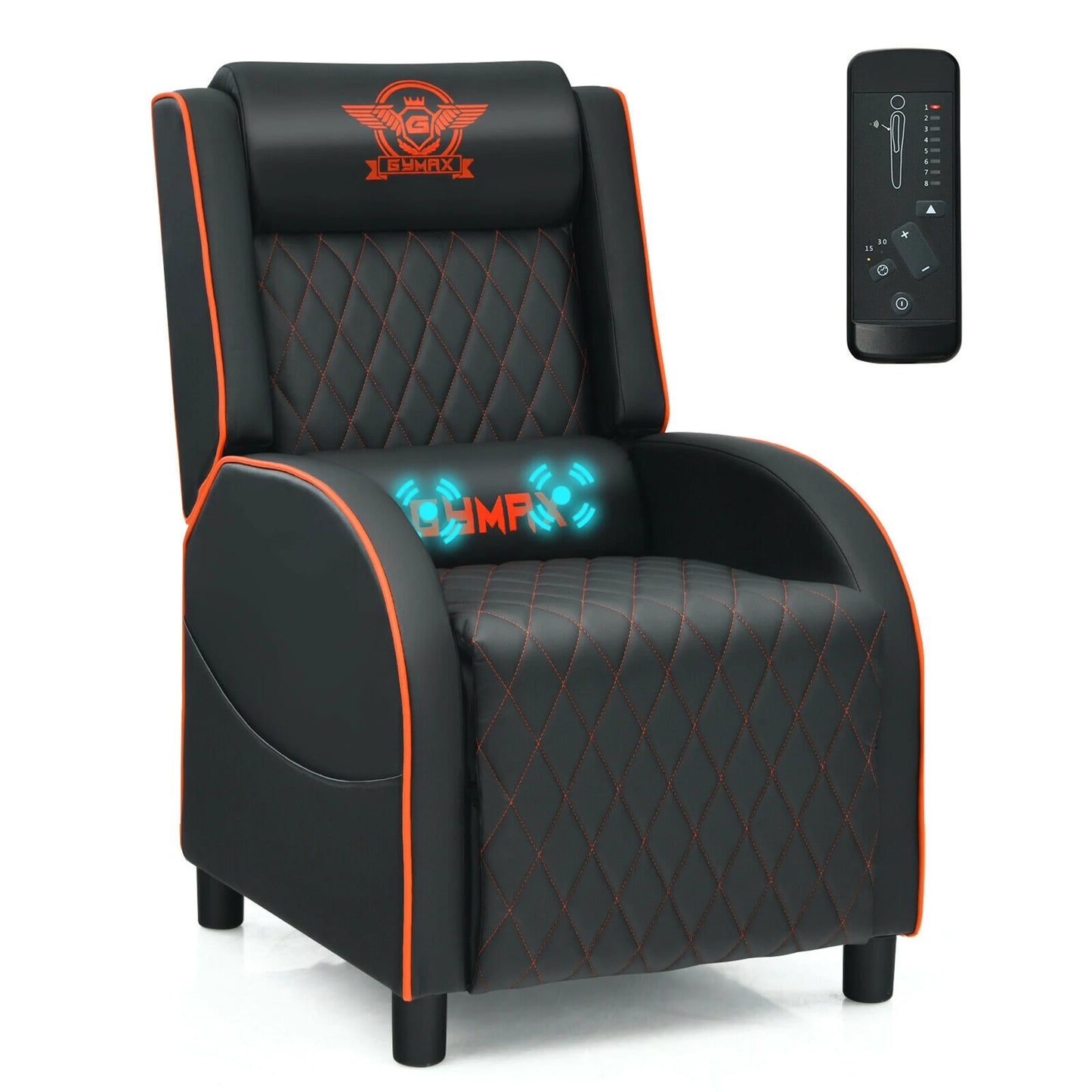 Massage Gaming Recliner Chair Leather Single Sofa Home Theater Seat Orange