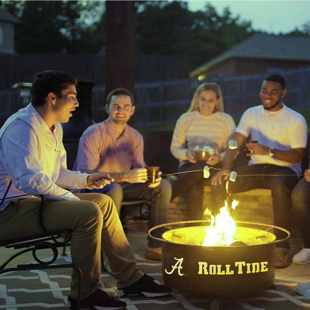 Alabama 29 In. X 18 In. round Steel Wood Burning Rust Fire Pit with Grill Poker Spark Screen and Cover