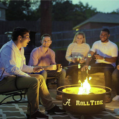 Alabama 29 In. X 18 In. round Steel Wood Burning Rust Fire Pit with Grill Poker Spark Screen and Cover