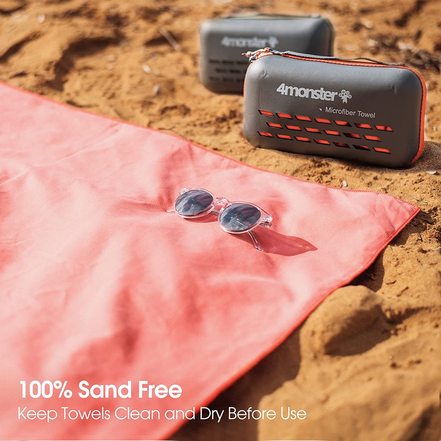 Quick Dry Travel Towel with Case & Carabiner – Super Absorbent Microfiber Gym & Camping Towel. Compact, Lightweight, Fast Drying for Beach, Swimming, Hiking, Backpacking