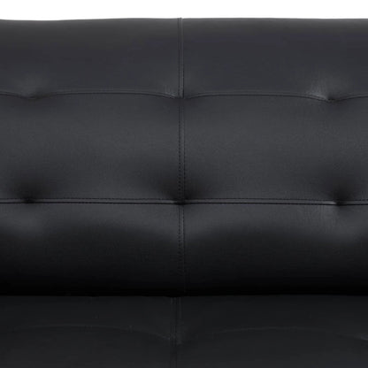 Leather Sleeper Sofa Chair, Modern 3 Seater Comfy Sofa Couch for Living Room, Black and White