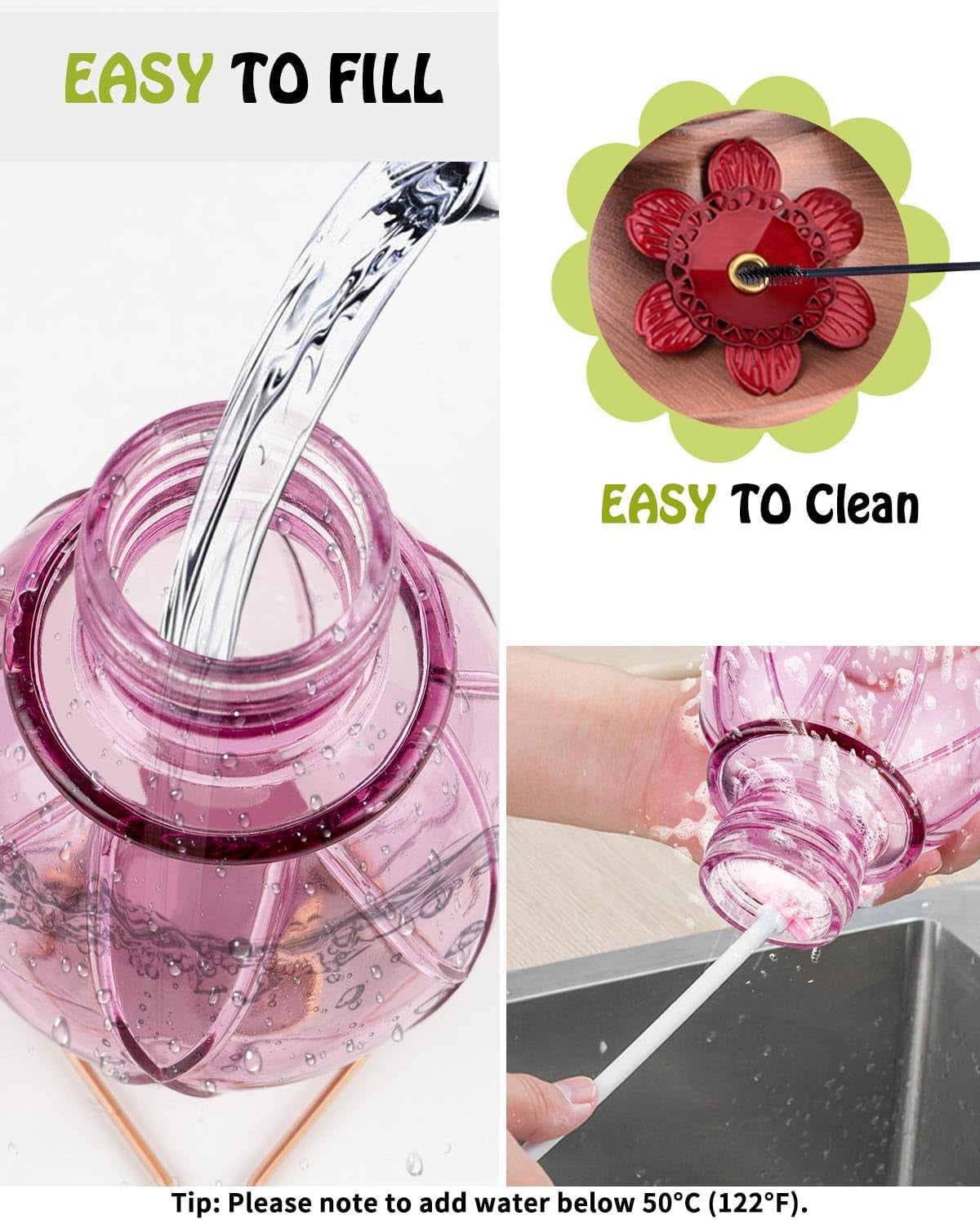 Hummingbird Feeder, Glass Hummingbird Feeder for Outdoors, Netted Texture Ball Shape Bottle, 20 Ounces, Lavender, Birthday Gifts for Women Men, Gifts for Mom Dad