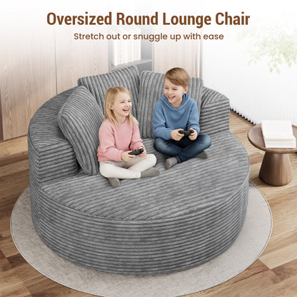 Magic Home Modern Lazy Sofa Foam Couch Sectional Sofa Togo Sofa Floor Sofa for Bedroom,Living Room,Apartment and Small Space,Single Seat Sofa,Gray