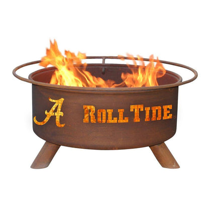 Alabama 29 In. X 18 In. round Steel Wood Burning Rust Fire Pit with Grill Poker Spark Screen and Cover