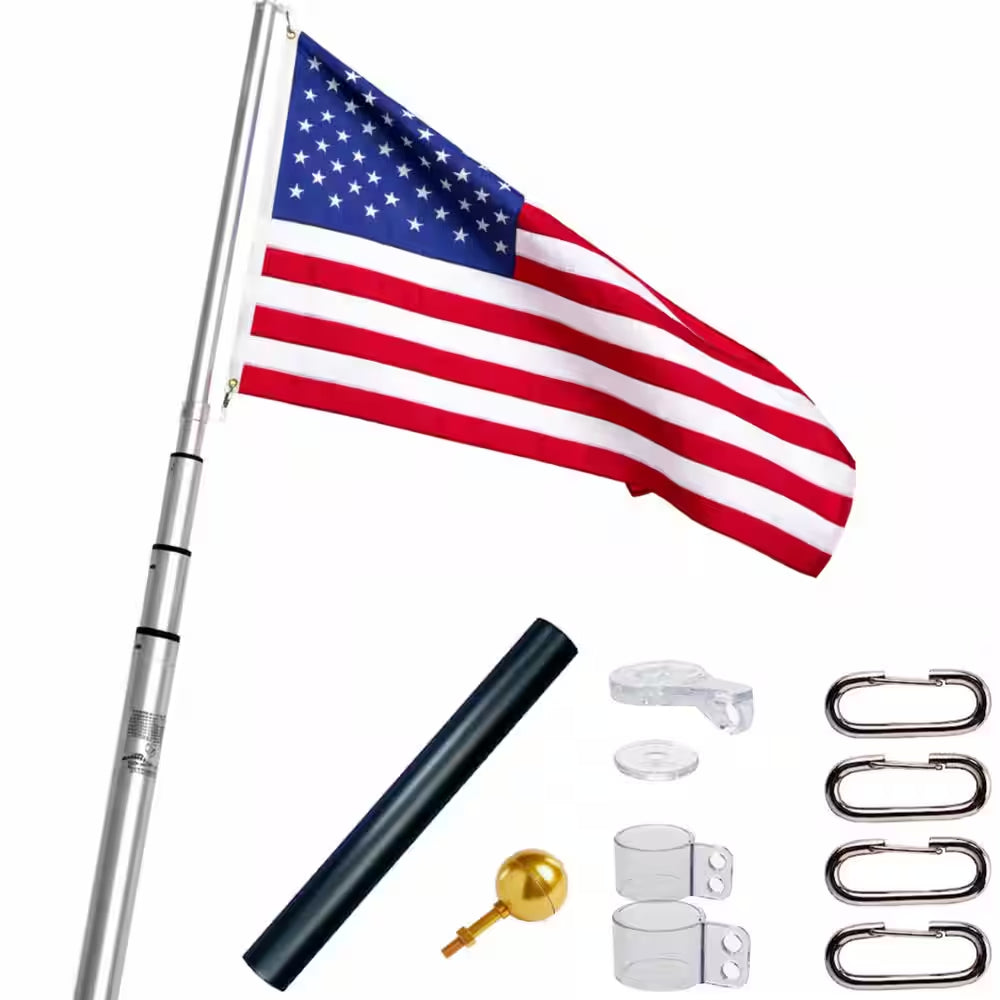 Liberty 17 Ft. Aluminum Telescopic Flagpole Kit with Swivels