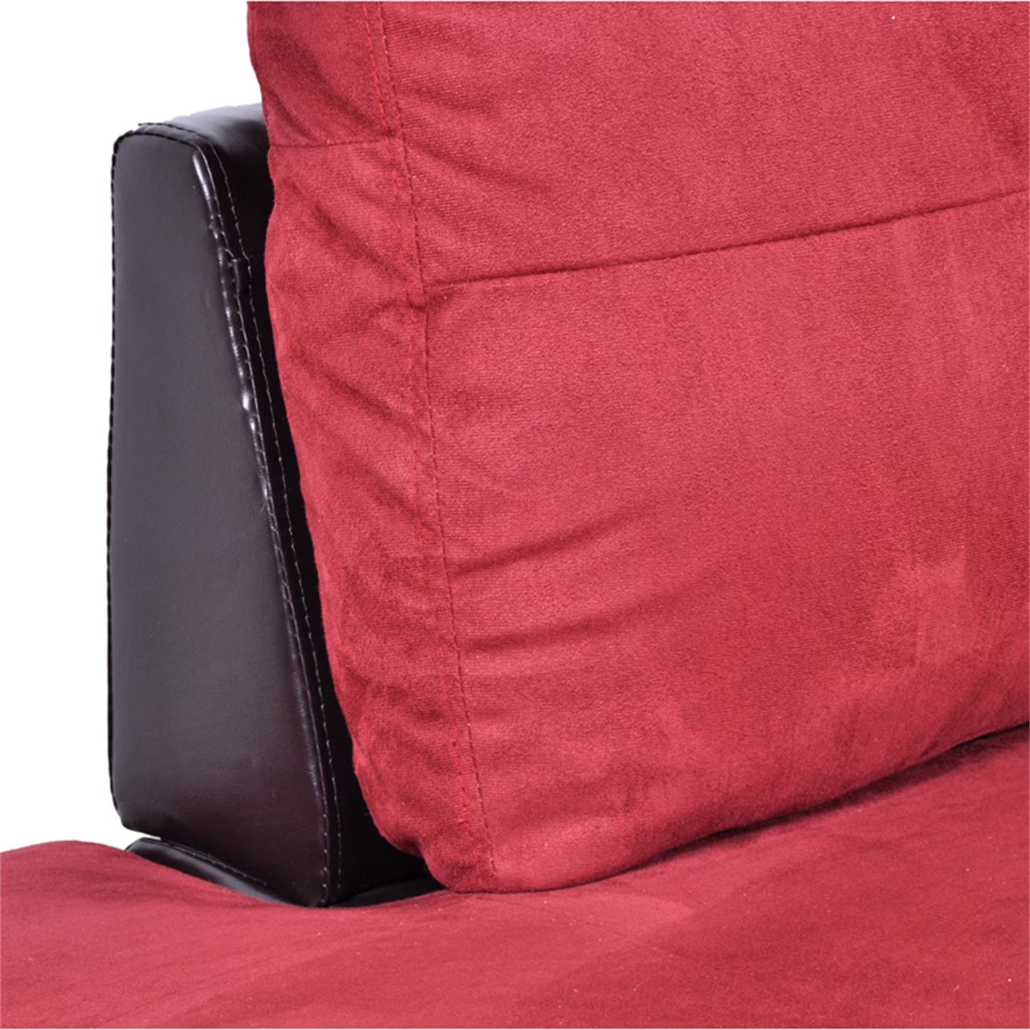 Flannel and PVC Sectional Sofa Couch Living Room Furniture Sets, Modern L Shaped Sectional Sofa Set, Red(No Ottoman)