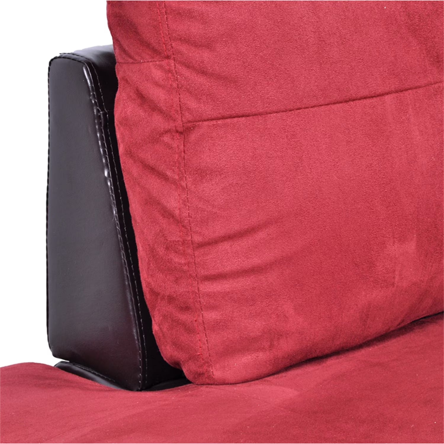 Flannel and PVC Sectional Sofa Couch Living Room Furniture Sets, Modern L Shaped Sectional Sofa Set, Red(No Ottoman)