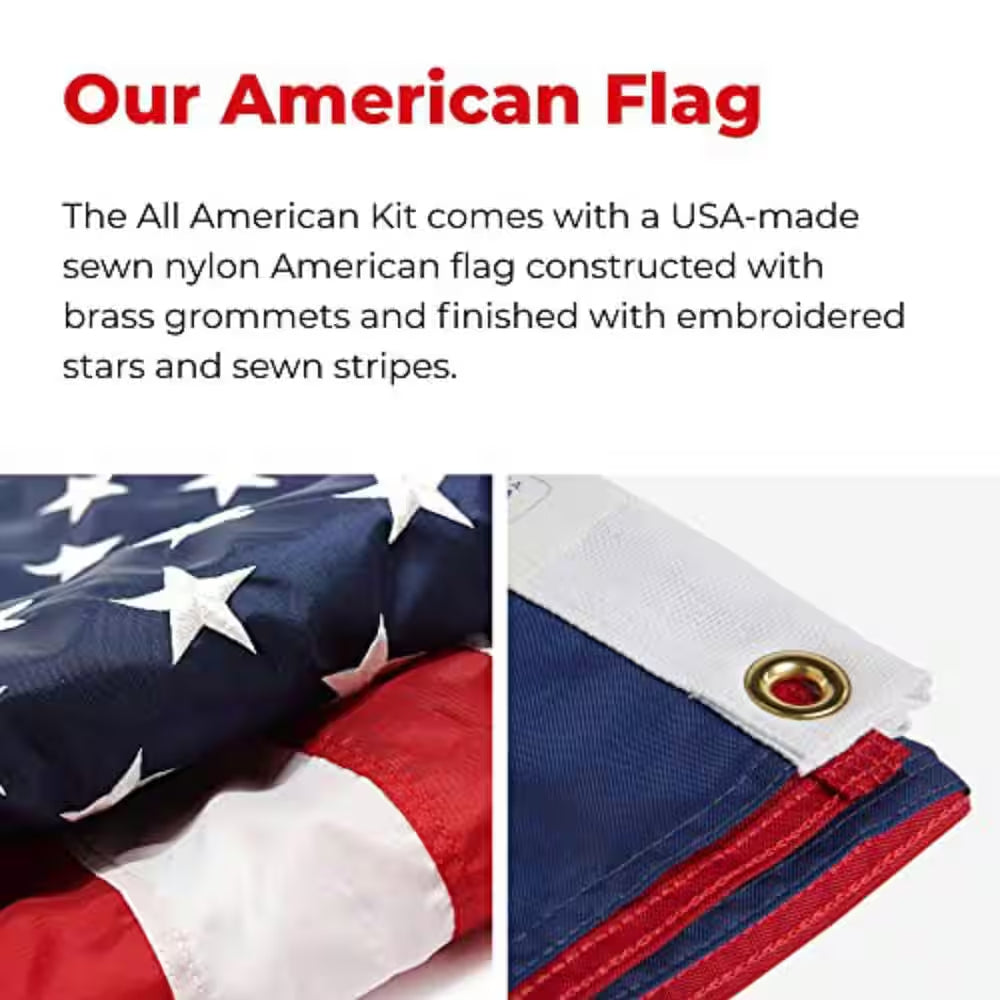 Liberty 21 Ft. Aluminum Telescopic Flagpole Kit with Swivels