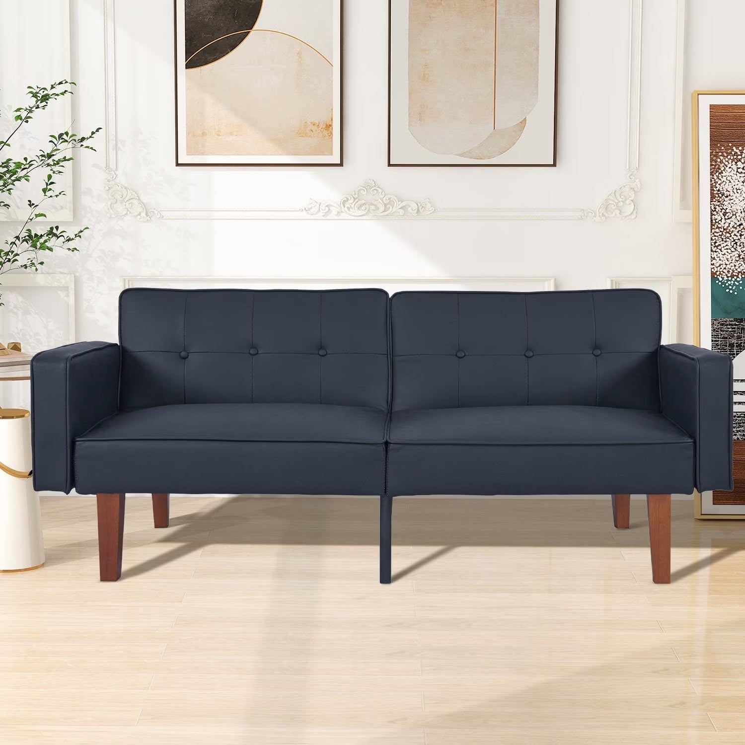 Modern Sofa, Convertible Memory Foam Futon Sofa Bed with Adjustable Armrests and Backrest,Gray
