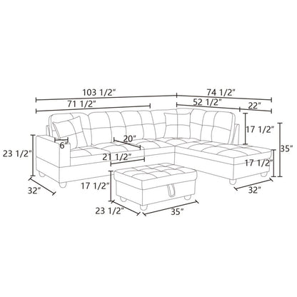 Sectional Sofa, Free Combination Sectional Couch, Small L Shaped Sectional Sofa, Modern Sofa Set for Living Room, Brown(Without Ottoman)