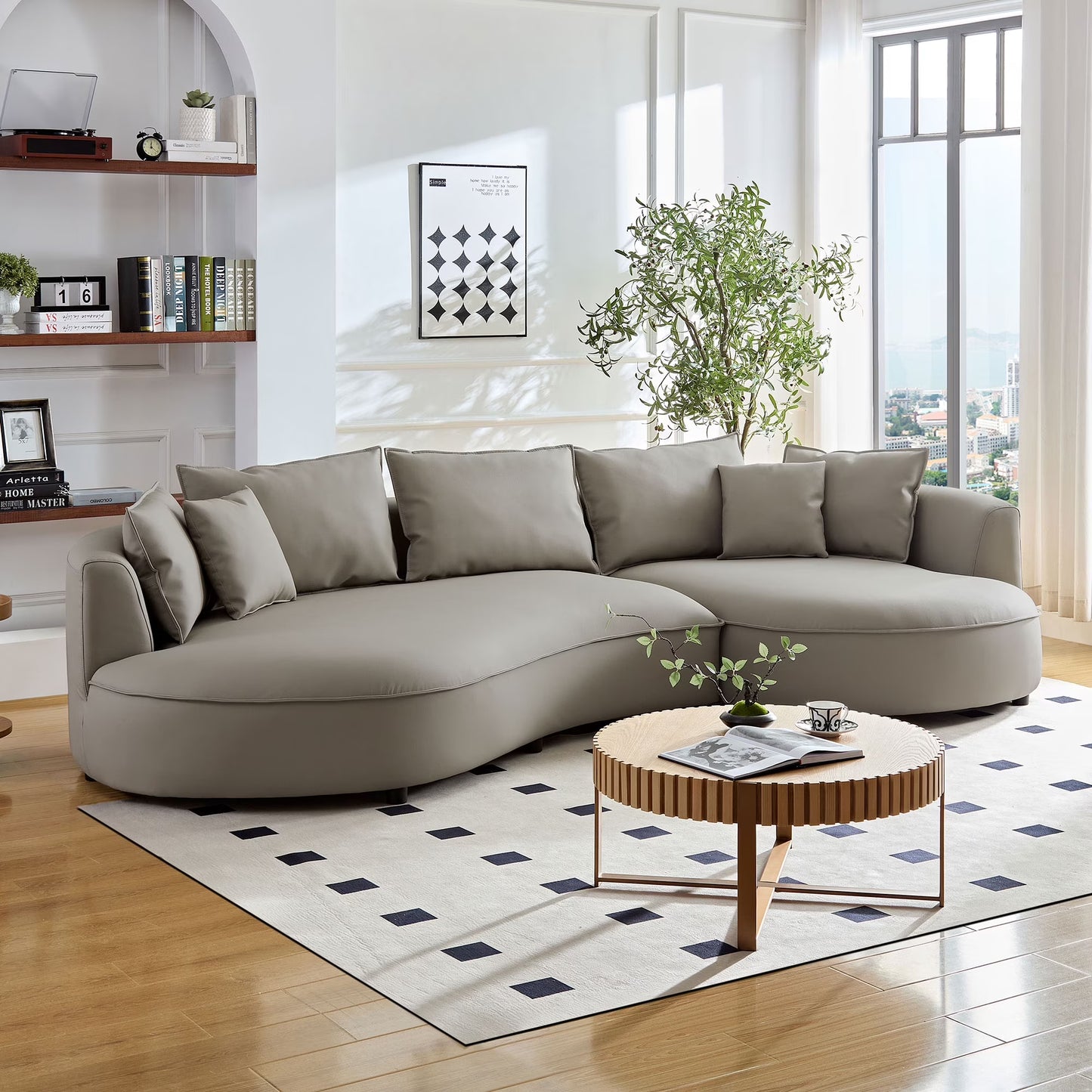 5-Seat Modern Sectional Curved Sofa Couch for Living Room, Apartment Office,Light Grey