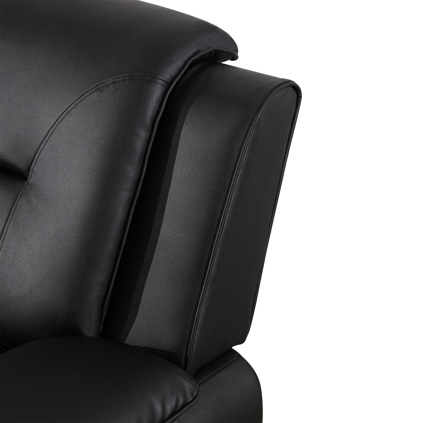 3 Piece Sofa Set - 46" Wide Upholstered Sofa Couch Armchair, Leather, Black