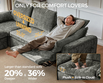 Modular Sectional Power Reclining Sofa Gray
