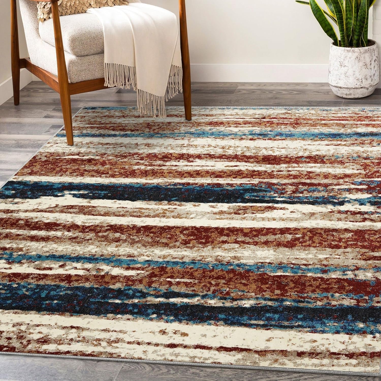 Lagos Collection Modern Passion 5X7 Abstract Area Rug