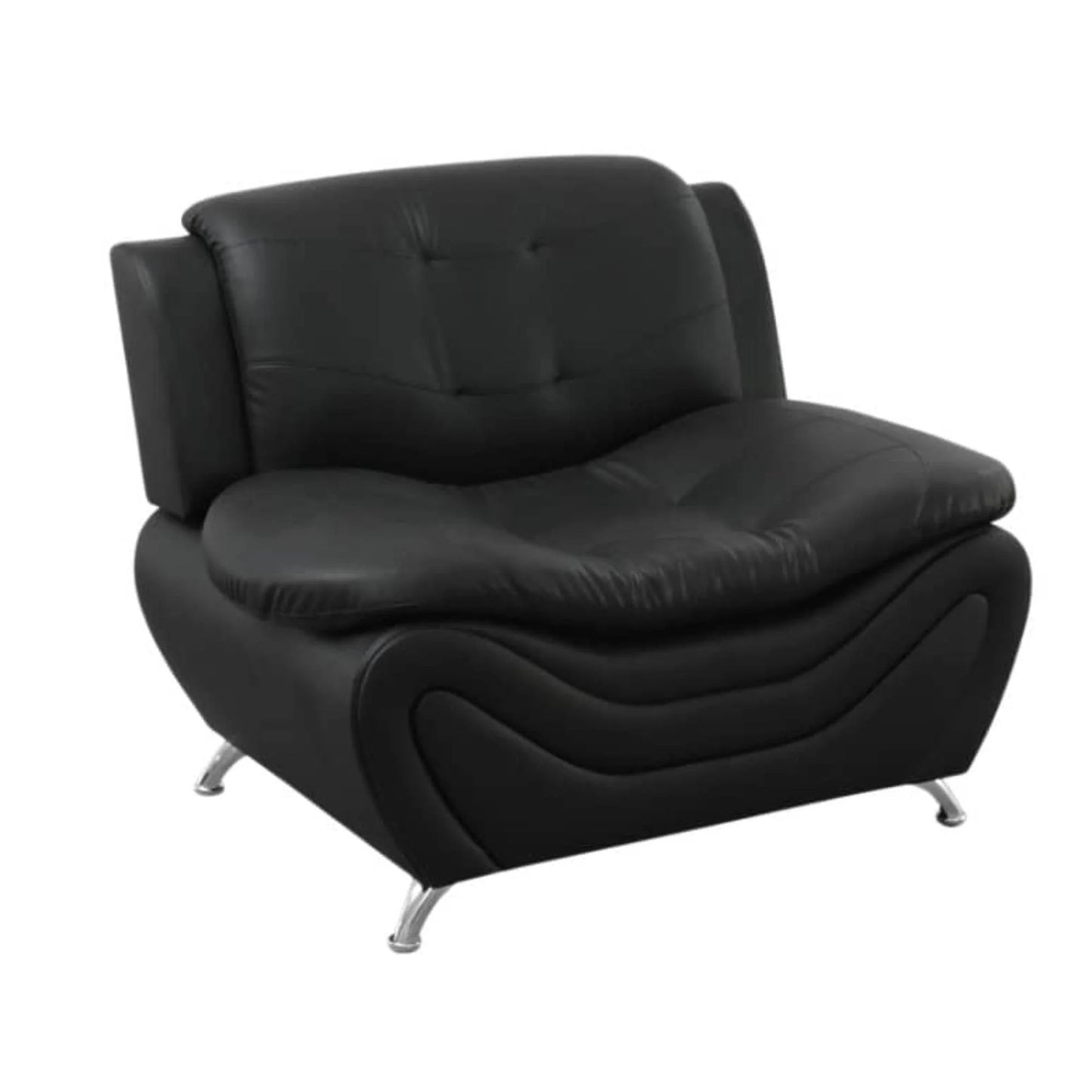 Leather Single Sofa Chair, Modern Comfy Sofa Couch for Living Room, Black