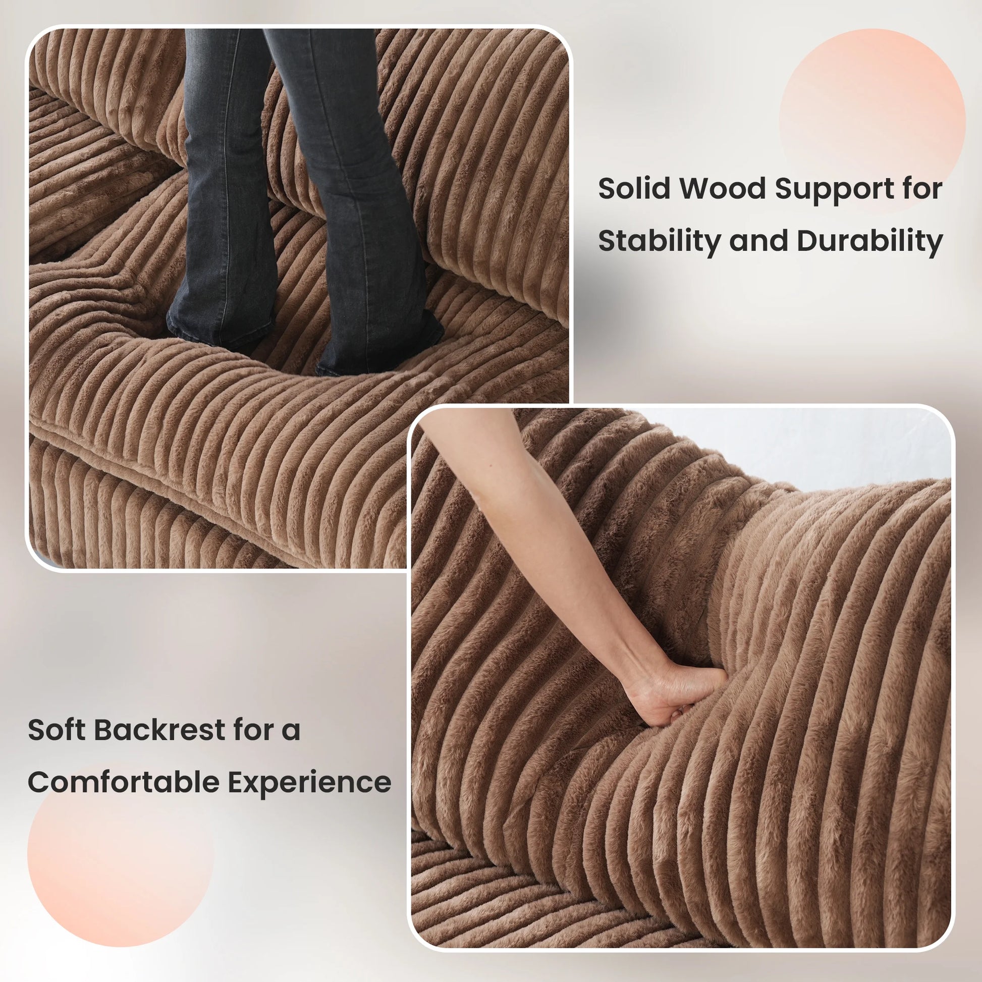 Modular Sectional Sofa,Oversized U Shaped Sofa with Ottomans,Plush Deep Seat Cloud Sofa Couch for Living Room,Apartment, Couch Cushion Covers Removable ( Brown, 4 Seat with 2 Ottomans)