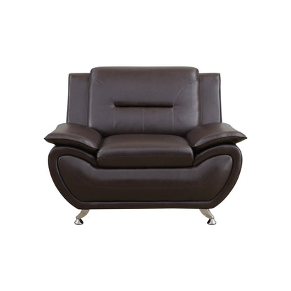 3 Piece Sofa Set - 46" Wide Upholstered Sofa Couch Armchair, Leather, Brown