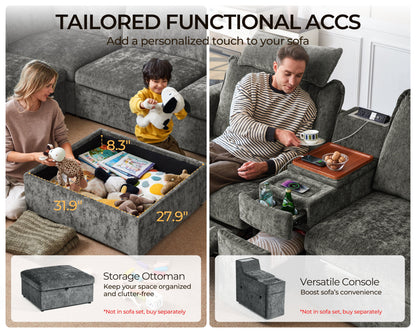 Modular Sectional Power Reclining Sofa Gray
