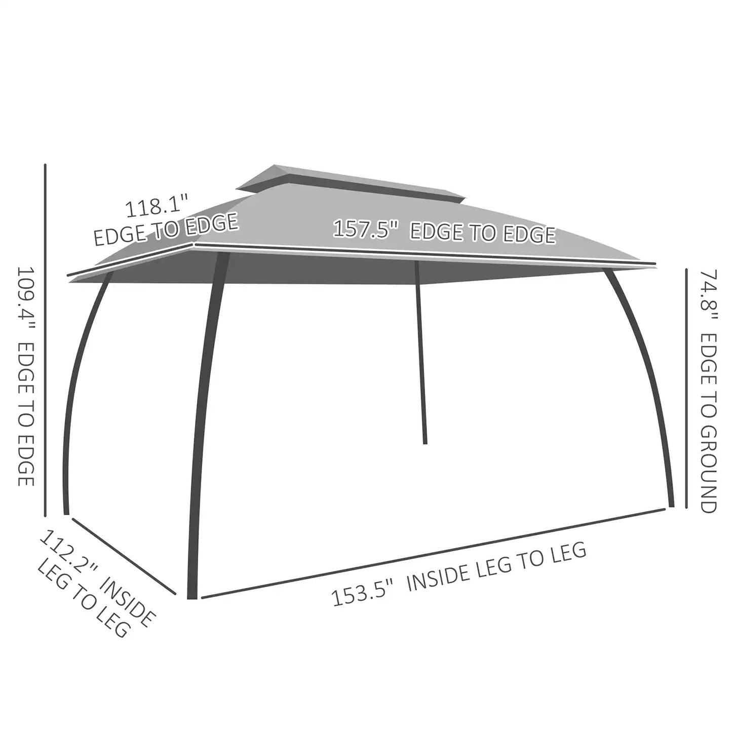 9.83-Ft X 13-Ft Outdoor Gazebo Canopy Shelter with Netting Beige Gazebo with Soft Top Roof
