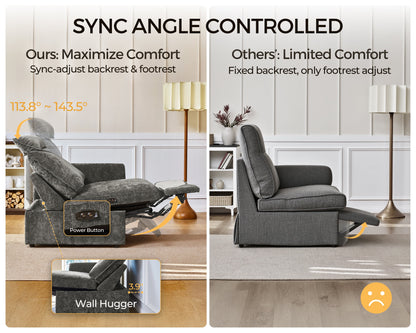 Modular Sectional Power Reclining Sofa Gray
