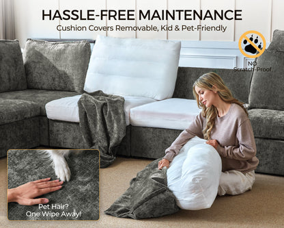 Modular Sectional Power Reclining Sofa Gray