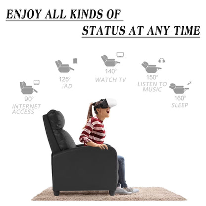 FDW Recliner Chair Breathable Padded PU Leather Massage Single Sofa Recliners,Black