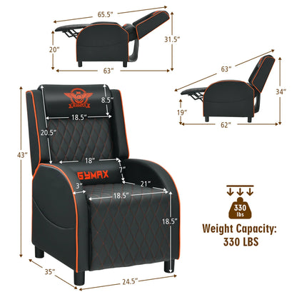 Massage Gaming Recliner Chair Leather Single Sofa Home Theater Seat Orange