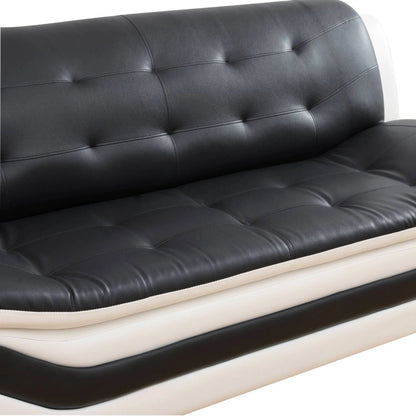 Leather Sleeper Sofa Chair, Modern 3 Seater Comfy Sofa Couch for Living Room, Black and White