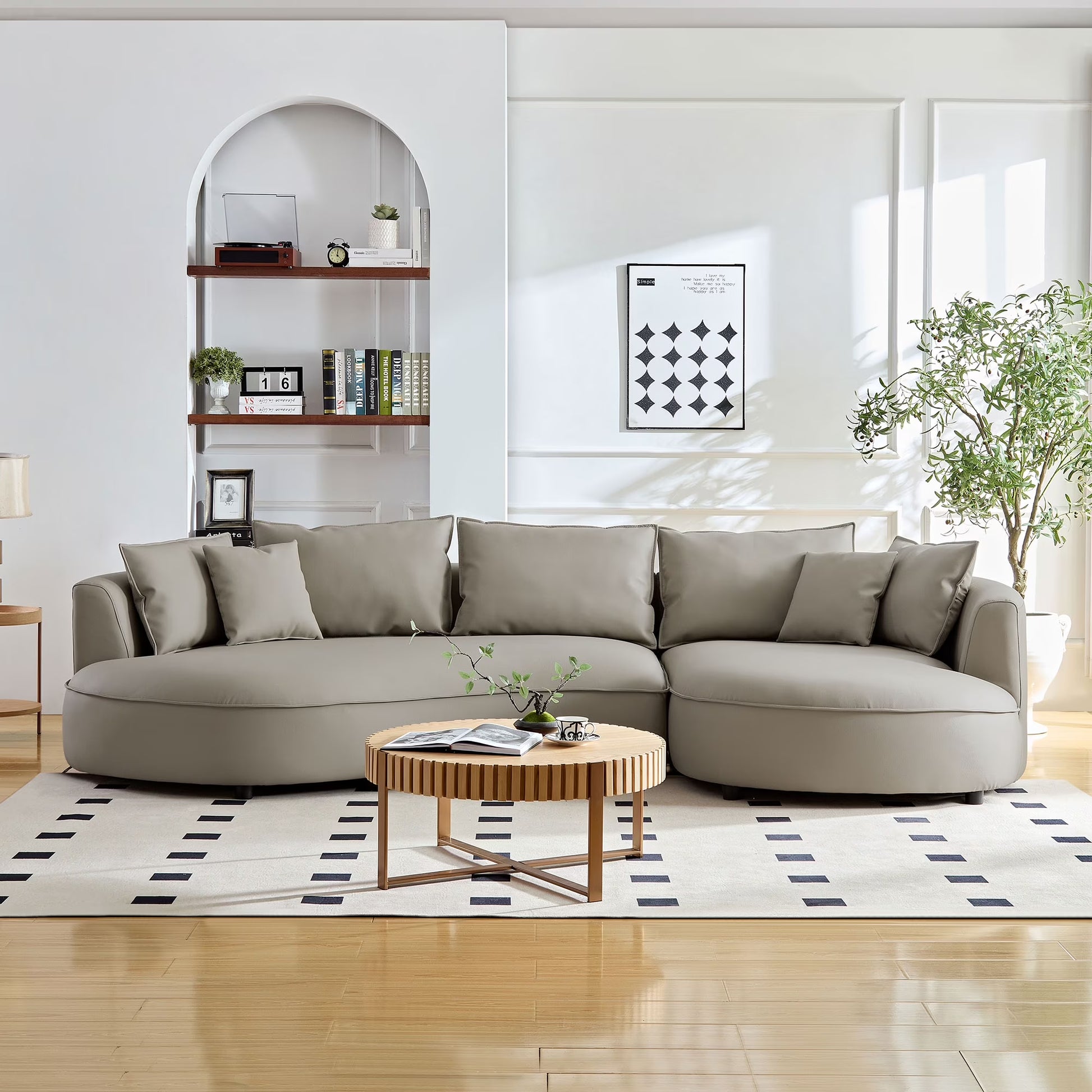 5-Seat Modern Sectional Curved Sofa Couch for Living Room, Apartment Office,Light Grey