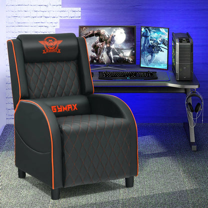 Massage Gaming Recliner Chair Leather Single Sofa Home Theater Seat Orange