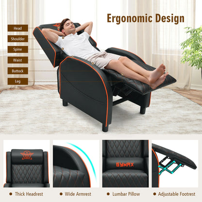 Massage Gaming Recliner Chair Leather Single Sofa Home Theater Seat Orange