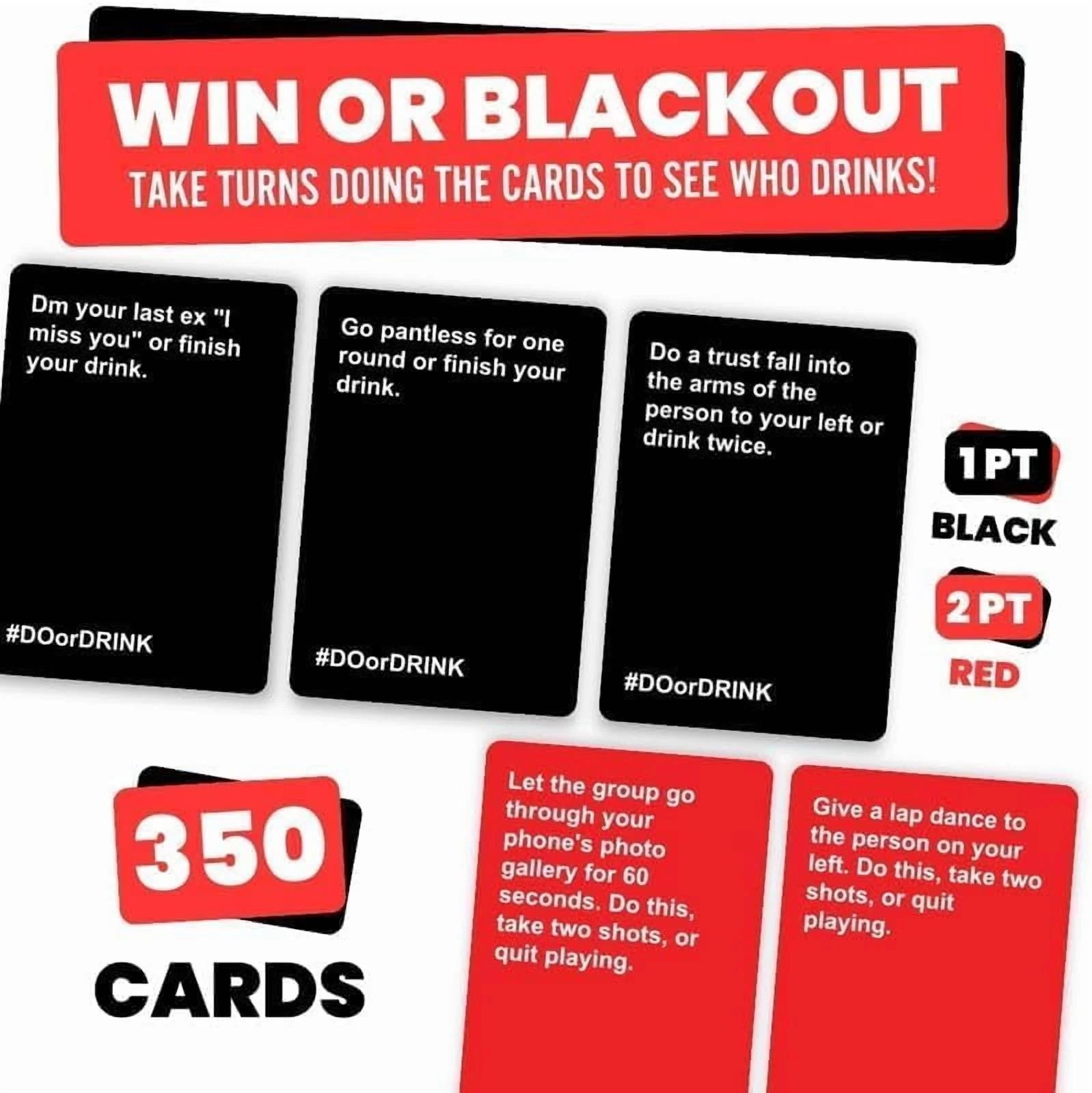 Win or Blackout Card Games Drinking Games for Adults Fun Party Games for Game Night