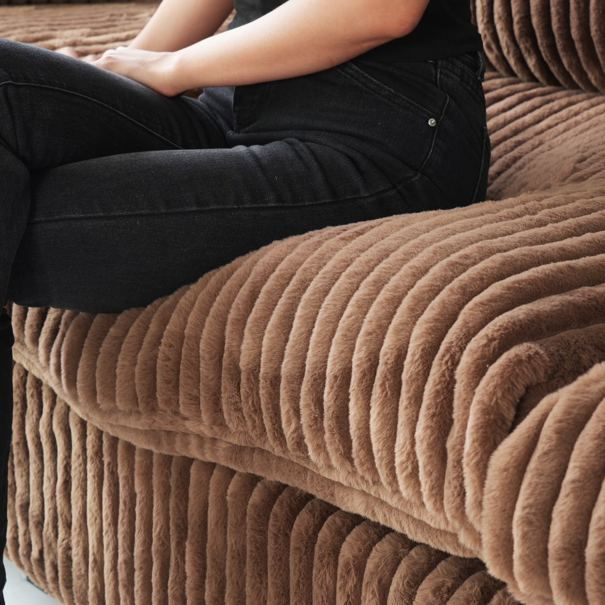 Modular Sectional Sofa,Oversized U Shaped Sofa with Ottomans,Plush Deep Seat Cloud Sofa Couch for Living Room,Apartment, Couch Cushion Covers Removable ( Brown, 4 Seat with 2 Ottomans)