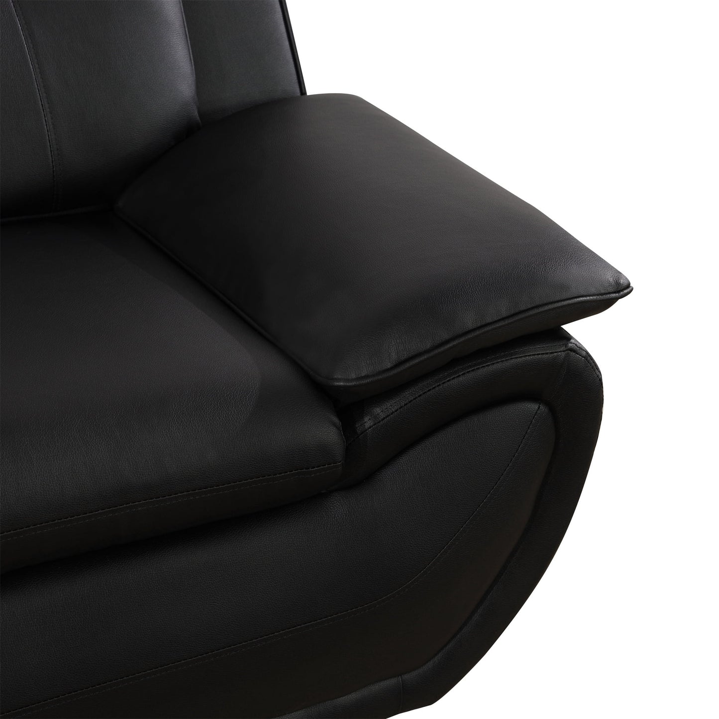 3 Piece Sofa Set - 46" Wide Upholstered Sofa Couch Armchair, Leather, Black
