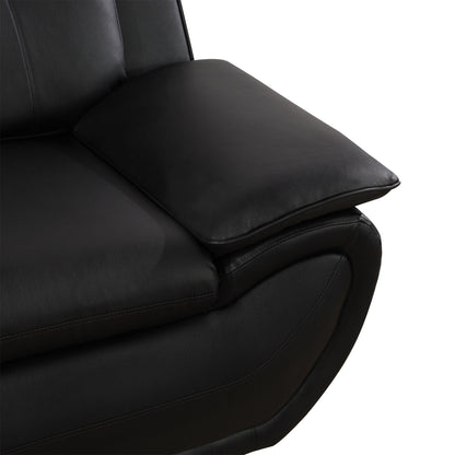 3 Piece Sofa Set - 46" Wide Upholstered Sofa Couch Armchair, Leather, Black