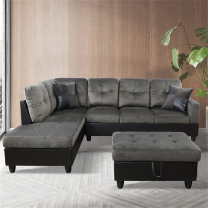 Sectional Sofa, Free Combination Sectional Couch, Small L Shaped Sectional Sofa, Modern Sofa Set for Living Room, Taupe(Without Ottoman)