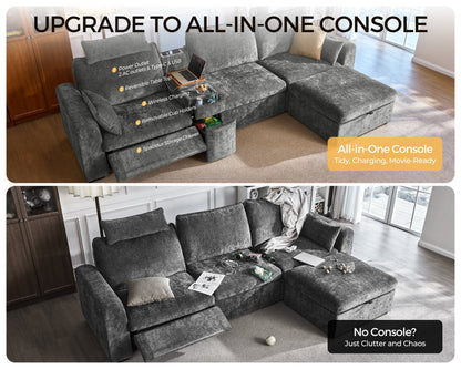 Modular Sectional Power Reclining Sofa Gray