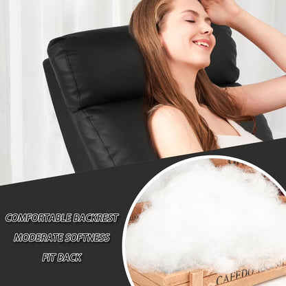FDW Recliner Chair Breathable Padded PU Leather Massage Single Sofa Recliners,Black