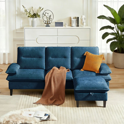Sherpa Sofa, Sectional Sofa, Sleeper Sofa, Sectional Sofa with Footstool, Living Room Sectional Sofasofascouch, Black
