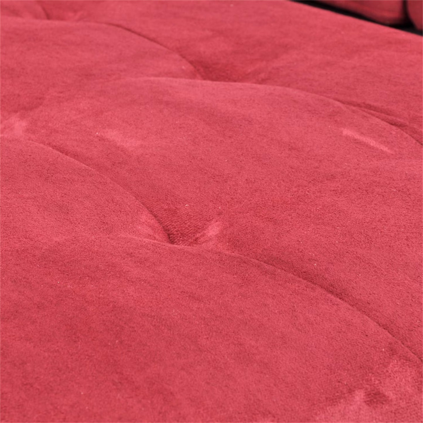 Flannel and PVC Sectional Sofa Couch Living Room Furniture Sets, Modern L Shaped Sectional Sofa Set, Red(No Ottoman)