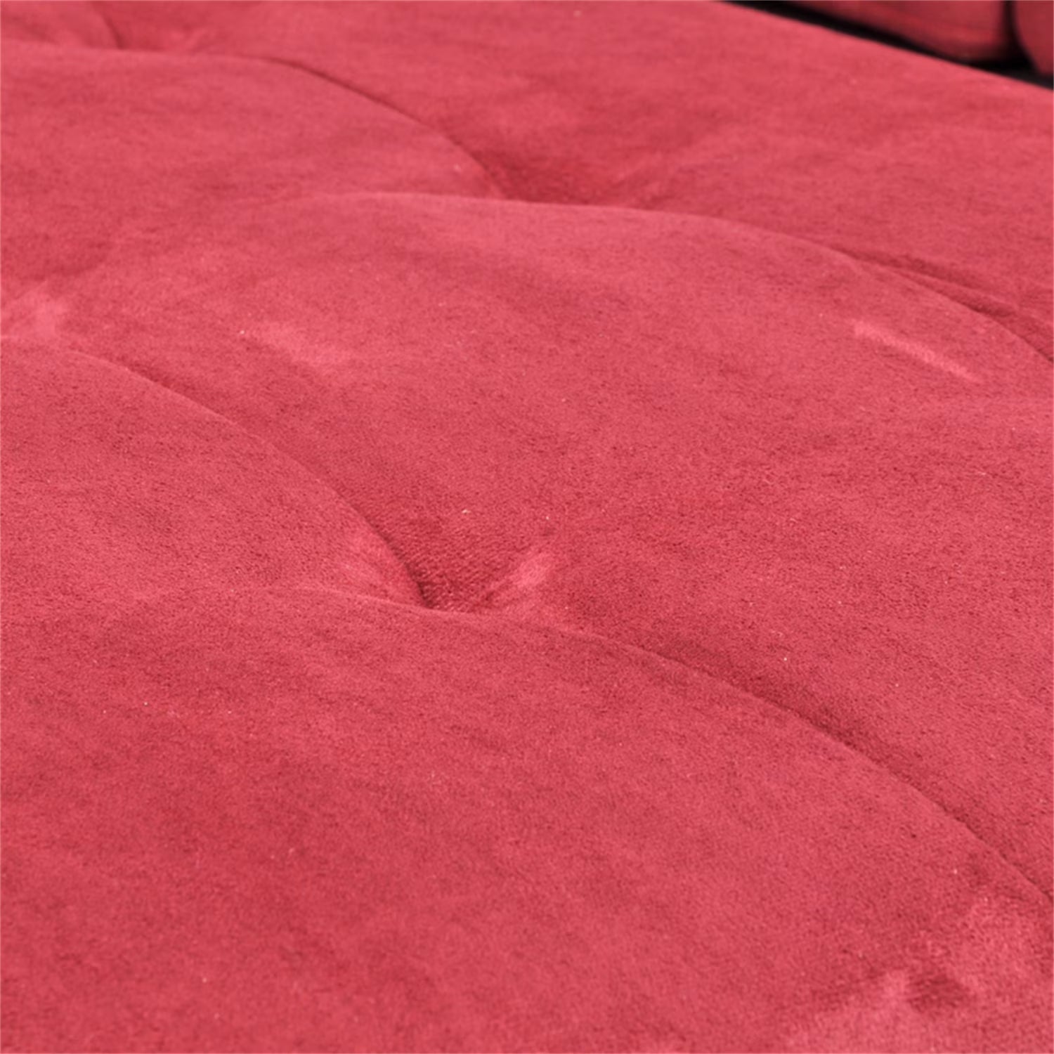 Flannel and PVC Sectional Sofa Couch Living Room Furniture Sets, Modern L Shaped Sectional Sofa Set, Red(No Ottoman)