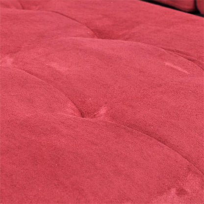 Flannel and PVC Sectional Sofa Couch Living Room Furniture Sets, Modern L Shaped Sectional Sofa Set, Red(No Ottoman)