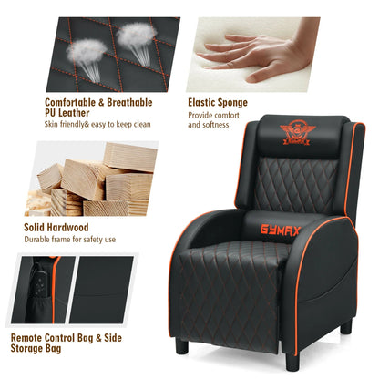 Massage Gaming Recliner Chair Leather Single Sofa Home Theater Seat Orange