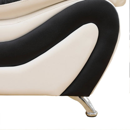 Leather Sleeper Sofa Chair, Modern 3 Seater Comfy Sofa Couch for Living Room, Black and White