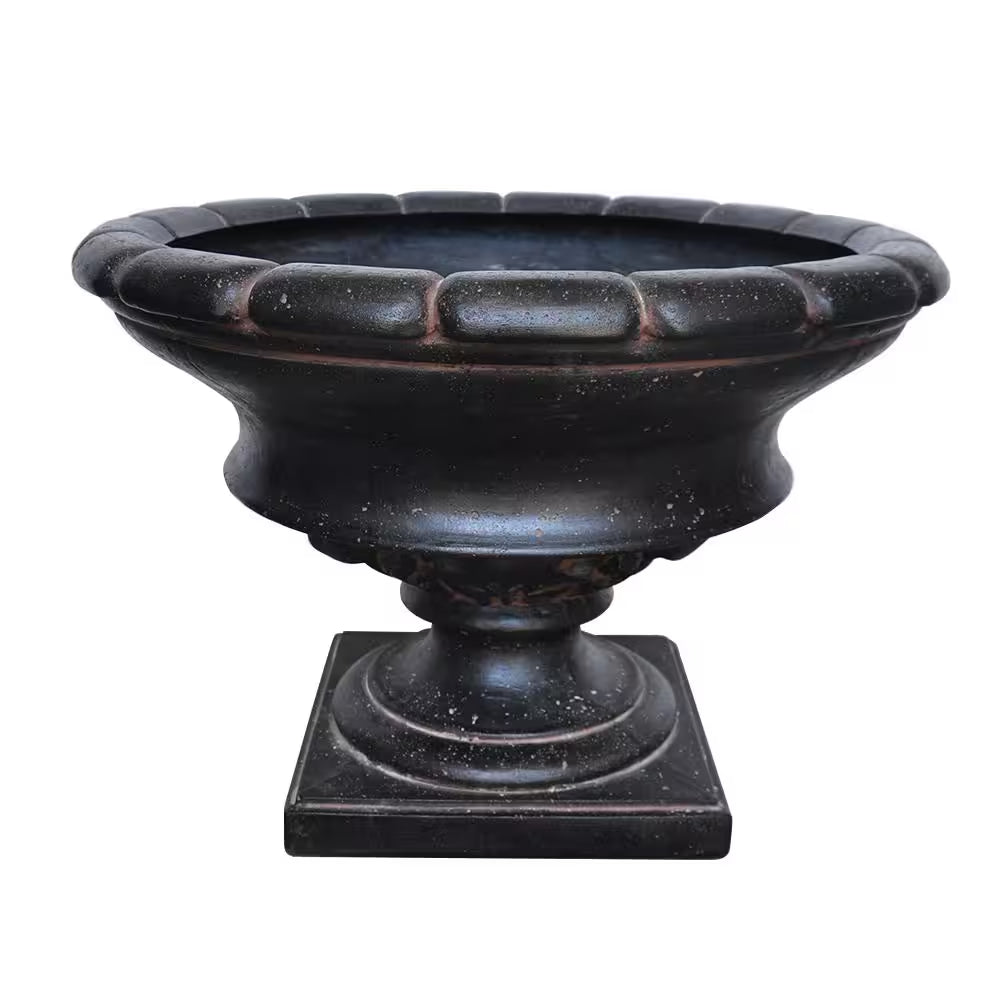 17 In. H Charcoal Cast Stone Fiberglass Low Urn
