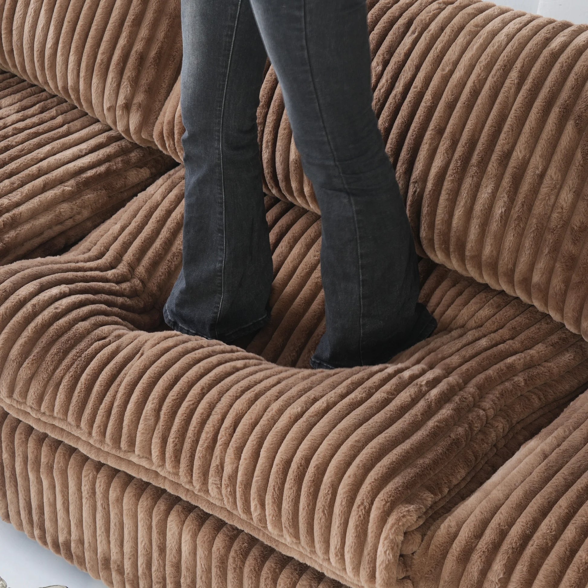 Modular Sectional Sofa,Oversized U Shaped Sofa with Ottomans,Plush Deep Seat Cloud Sofa Couch for Living Room,Apartment, Couch Cushion Covers Removable ( Brown, 4 Seat with 2 Ottomans)
