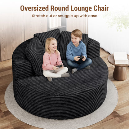 Magic Home Modern Lazy Sofa Foam Couch Sectional Sofa Togo Sofa Floor Sofa for Bedroom,Living Room,Apartment and Small Space,Single Seat Sofa,Black