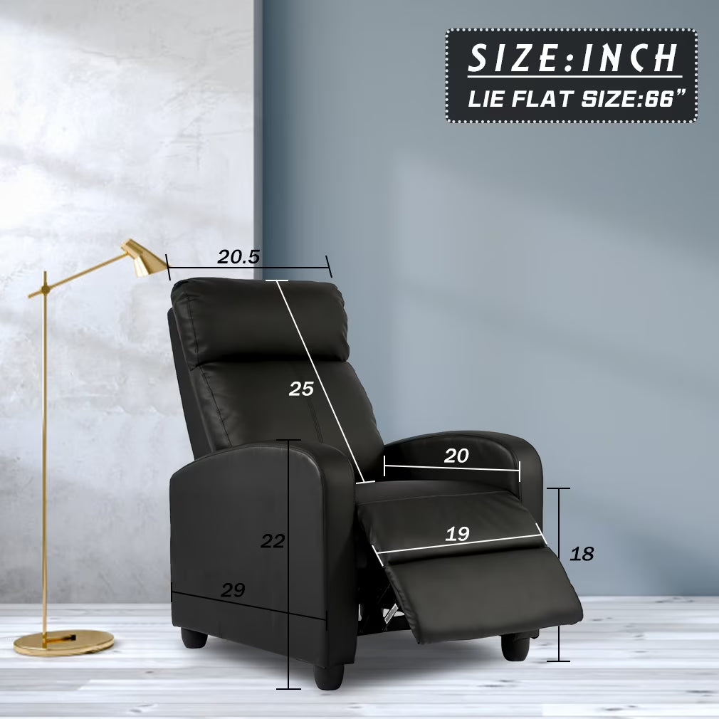 FDW Recliner Chair Breathable Padded PU Leather Massage Single Sofa Recliners,Black